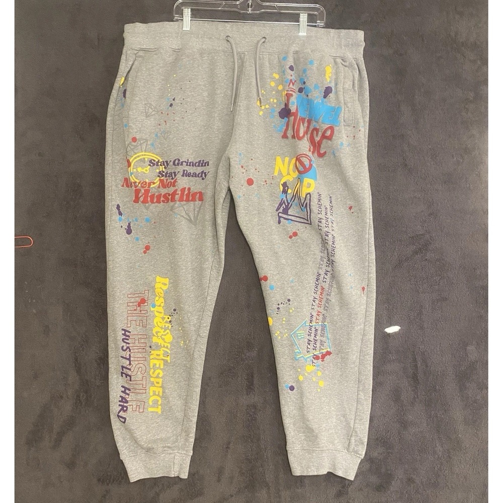 Jewel House Pants Mens 4XL Grey Jogger Fleece Lined Drawstring Pockets
